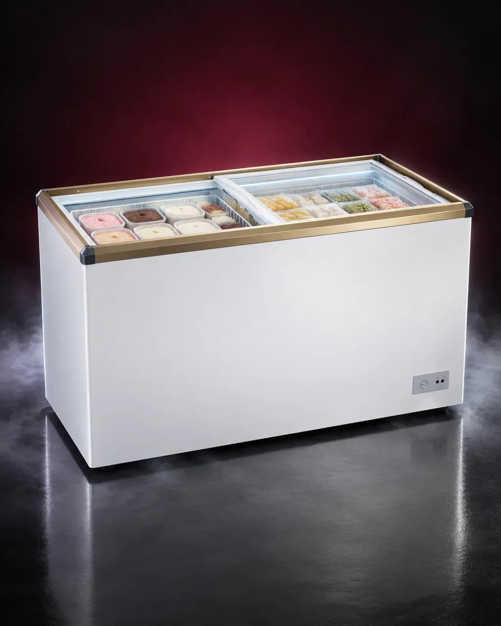 GCSW 310R2 XB Godrej Glass Top Chest Freezers — illustrative render