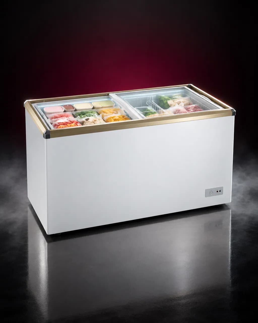 GCSW 410R2 XB Godrej Glass Top Chest Freezer — illustrative render