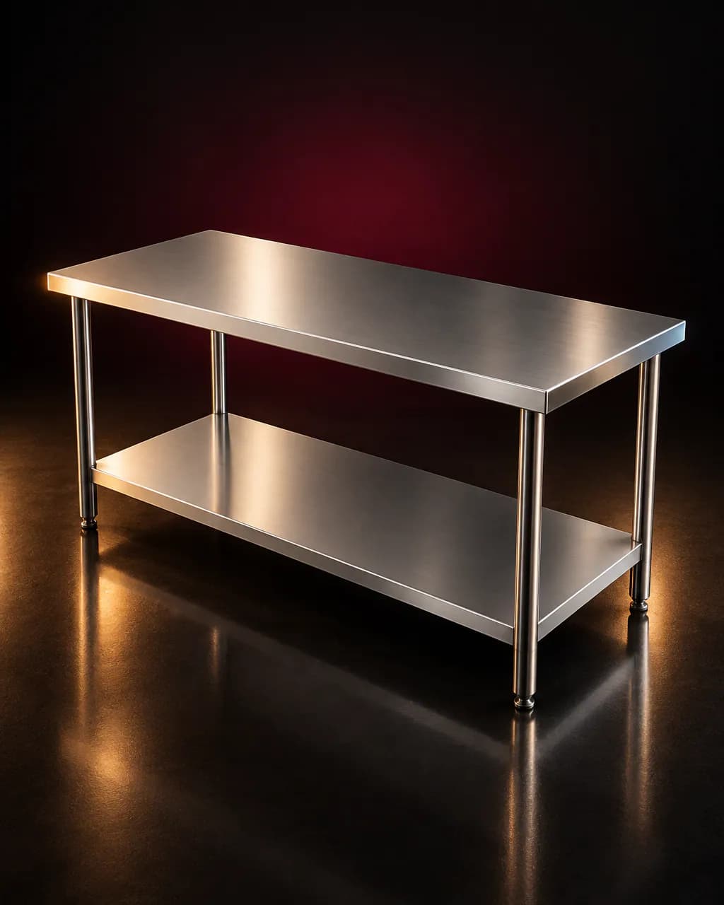 SS Work Table With Undershelf — illustrative render