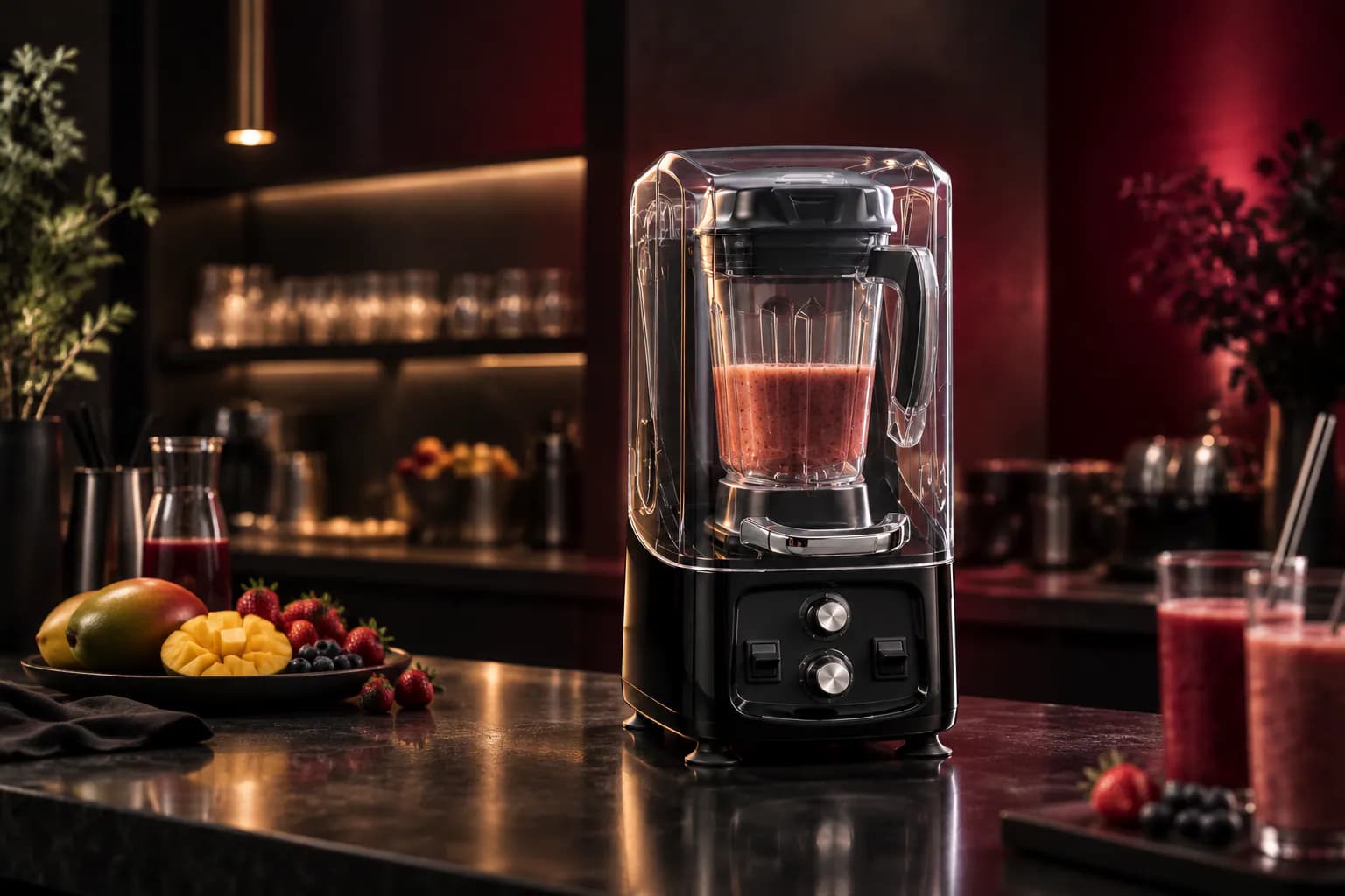 Celfrost Commercial Blender in use — illustrative render