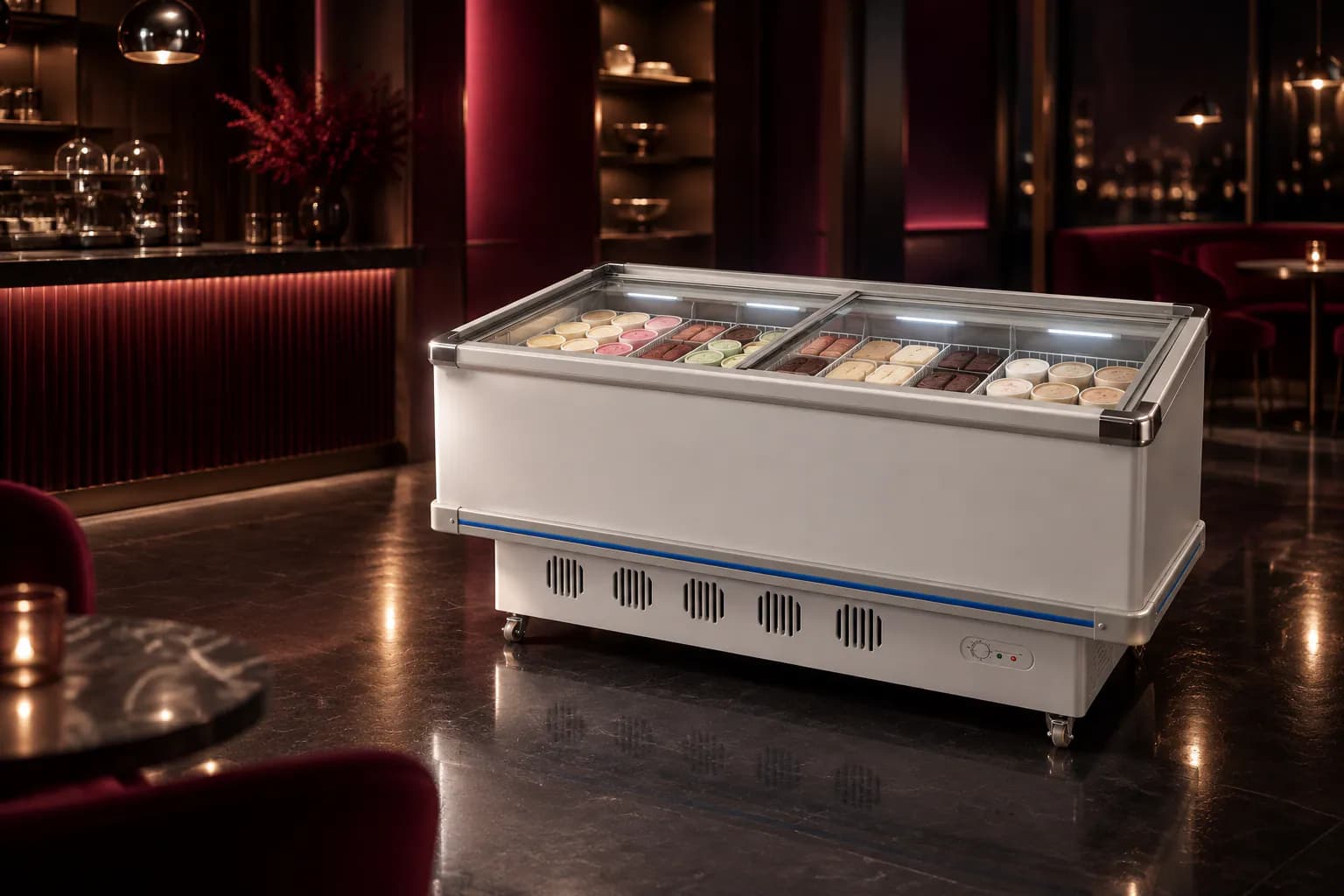 Celfrost Island Freezer IL 450 in use — illustrative render