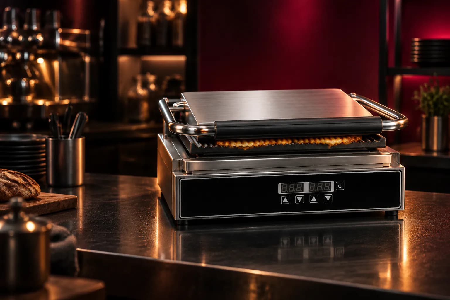 Celfrost Sandwich Griller in use — illustrative render
