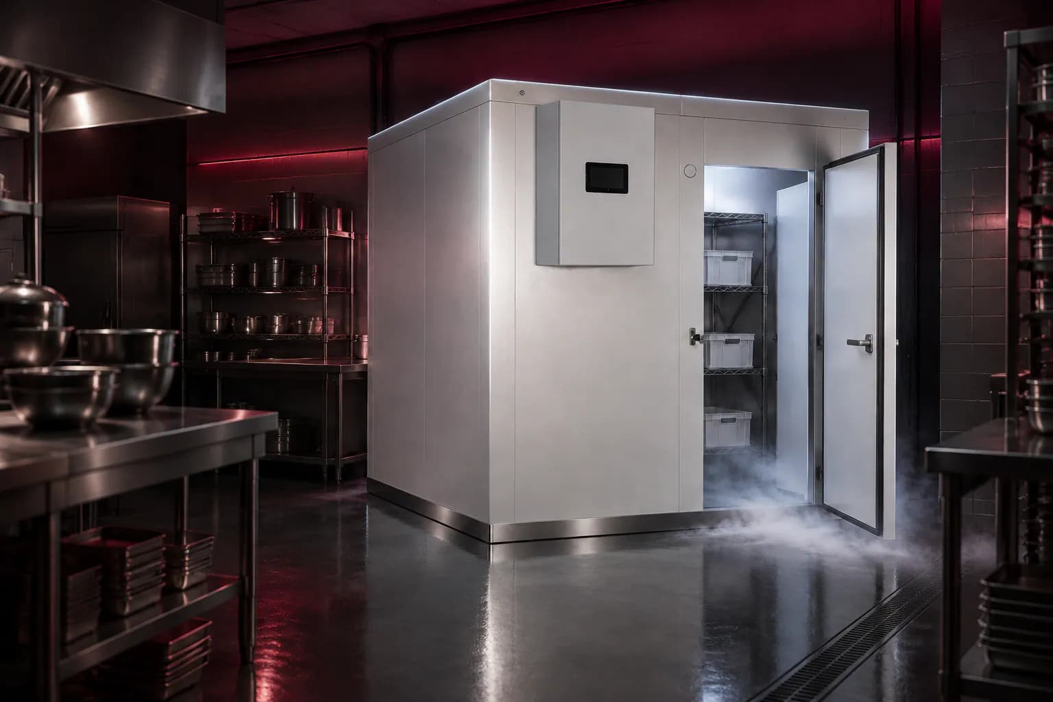 Commercial Cold Storage Rooms in use — illustrative render