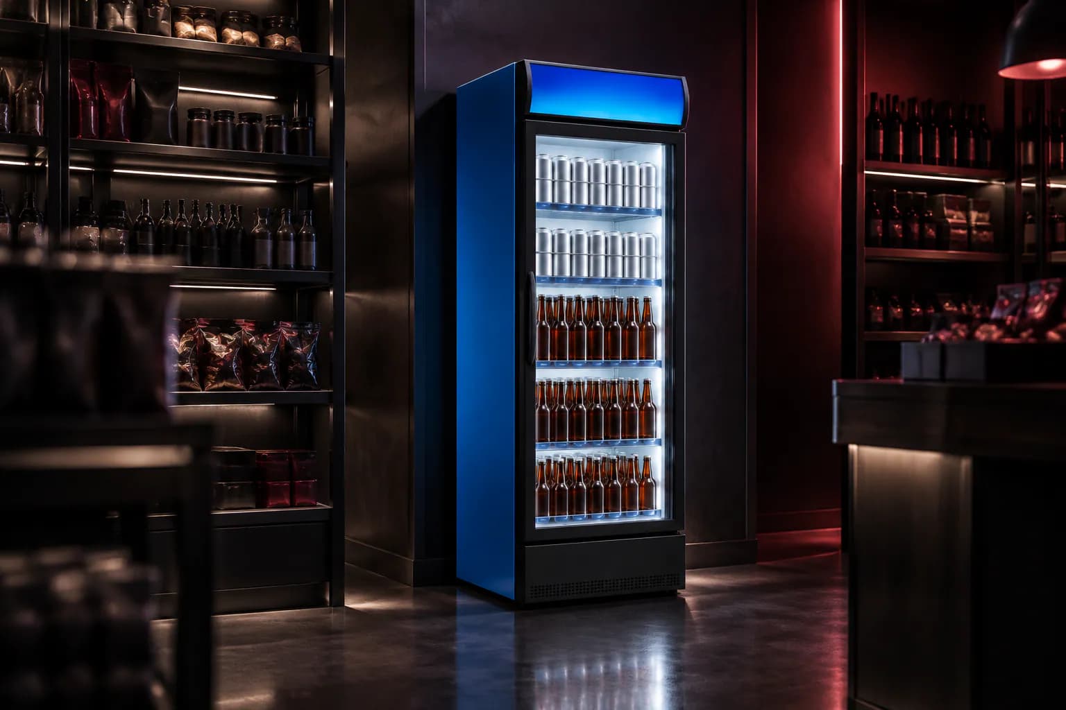 Frigoglass Visi Cooler in use — illustrative render