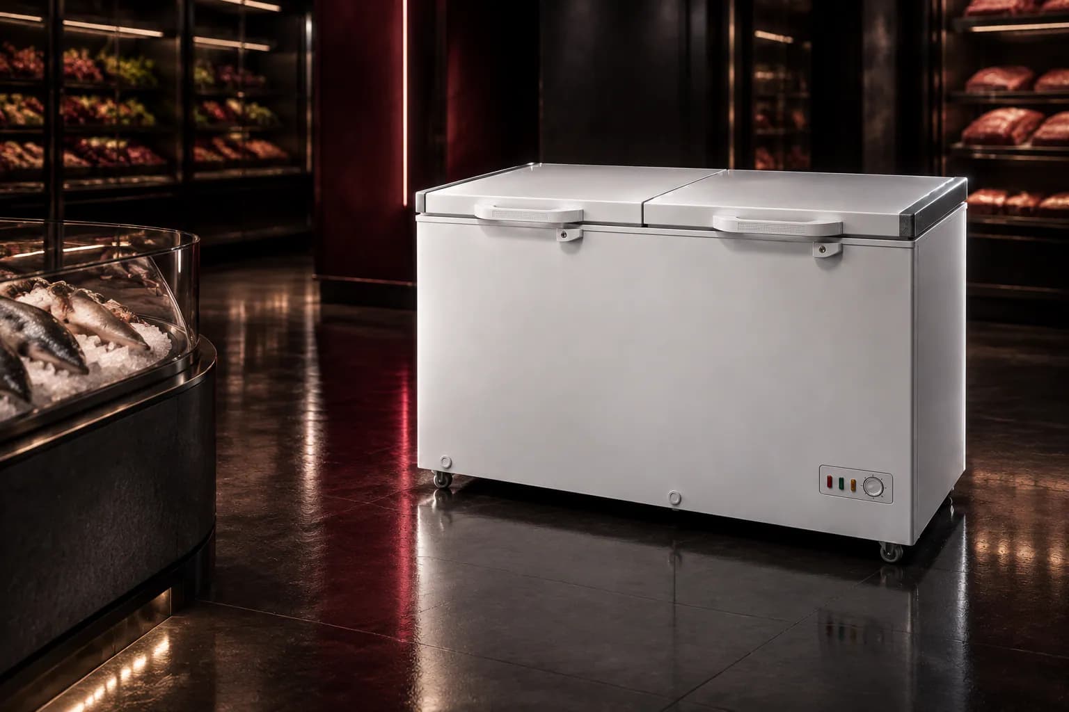 GCHFC340R2DXC Combo Deep Freezer in use — illustrative render