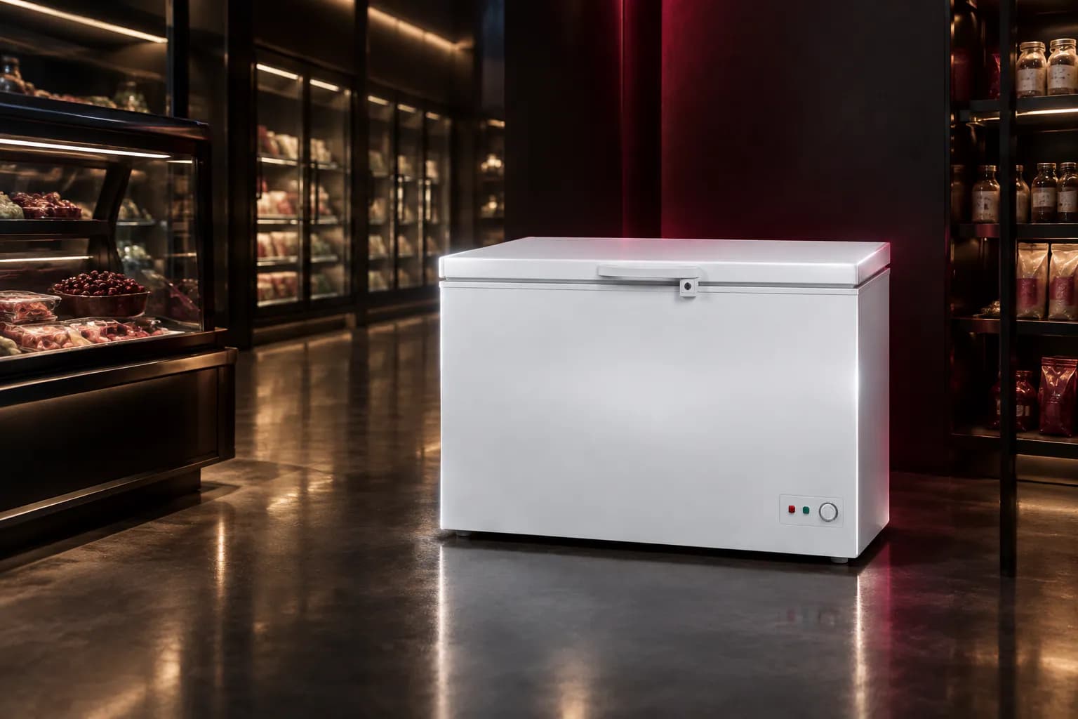 GCHW 210R6S Godrej Chest Freezer in use — illustrative render