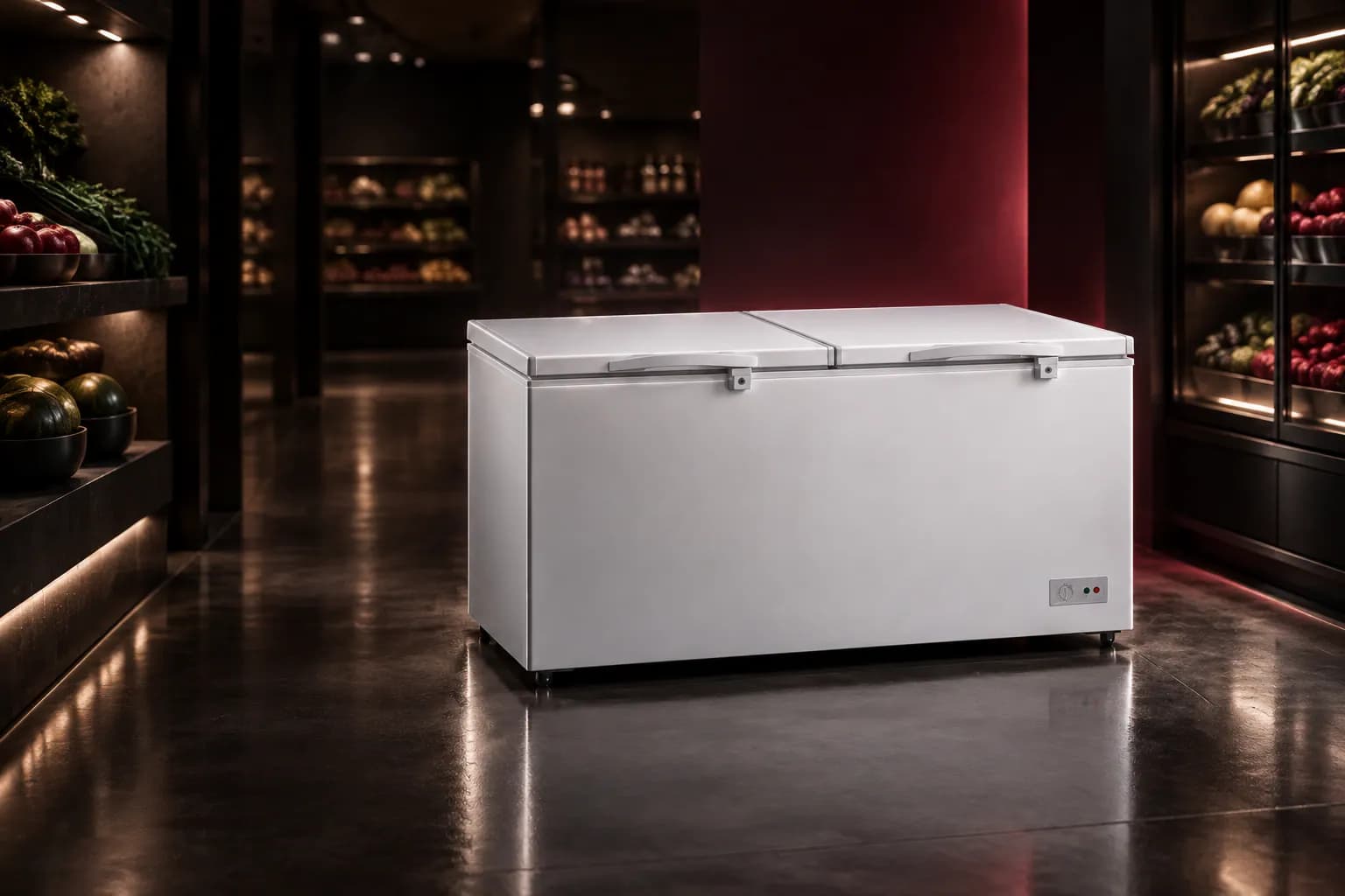 GCHW535R2DHC Godrej Deep Freezer in use — illustrative render