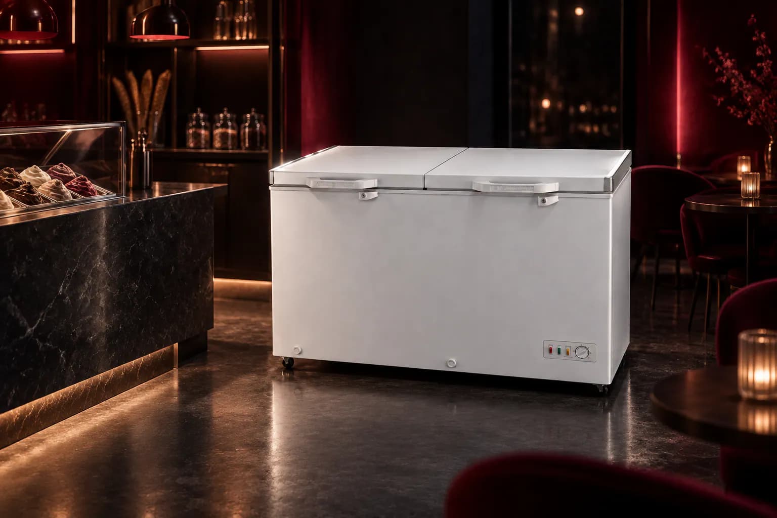 Godrej Combi 340 Deep Freezer in use — illustrative render