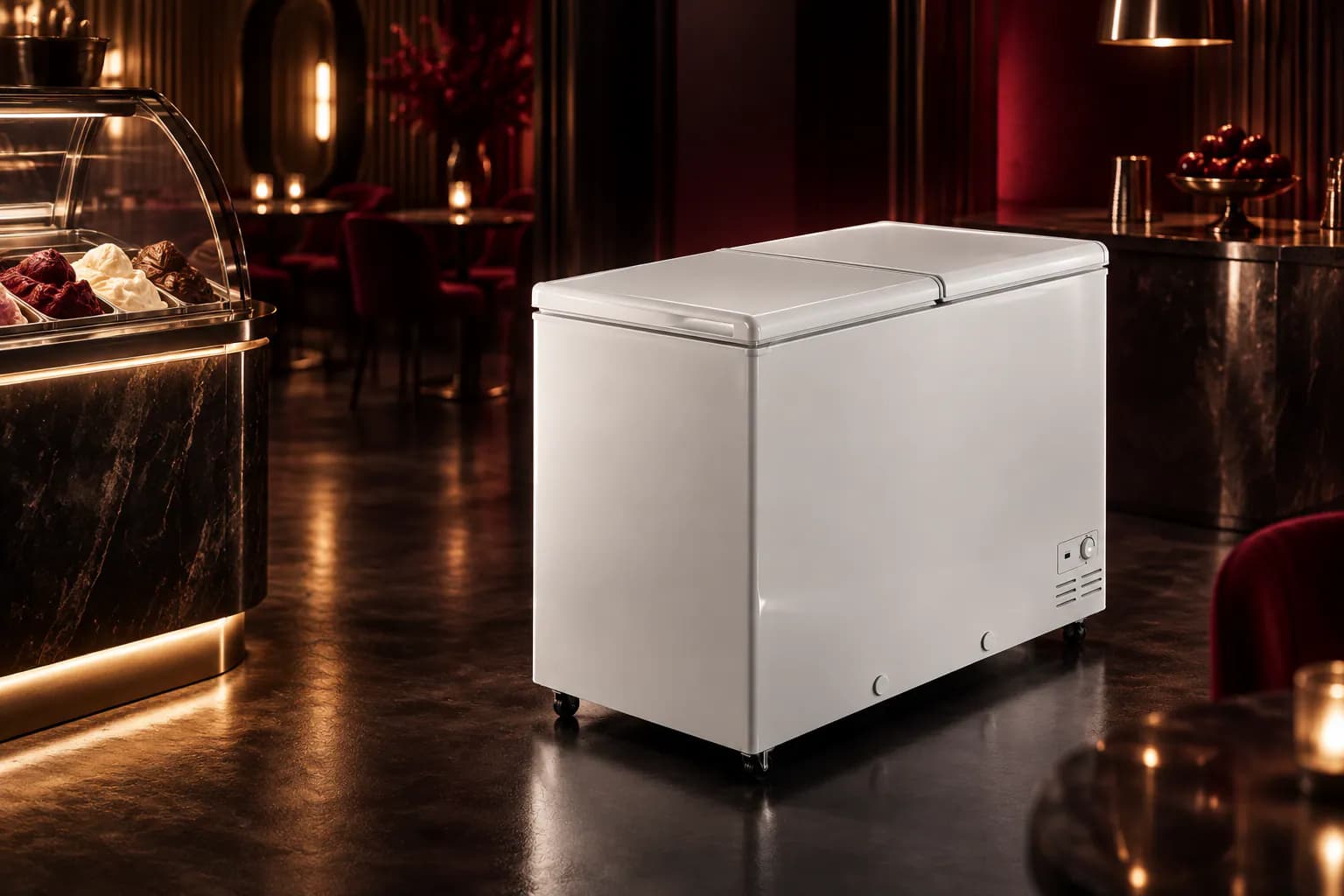 HFC 500DM5 Haier Double Door Deep Freezer in use — illustrative render