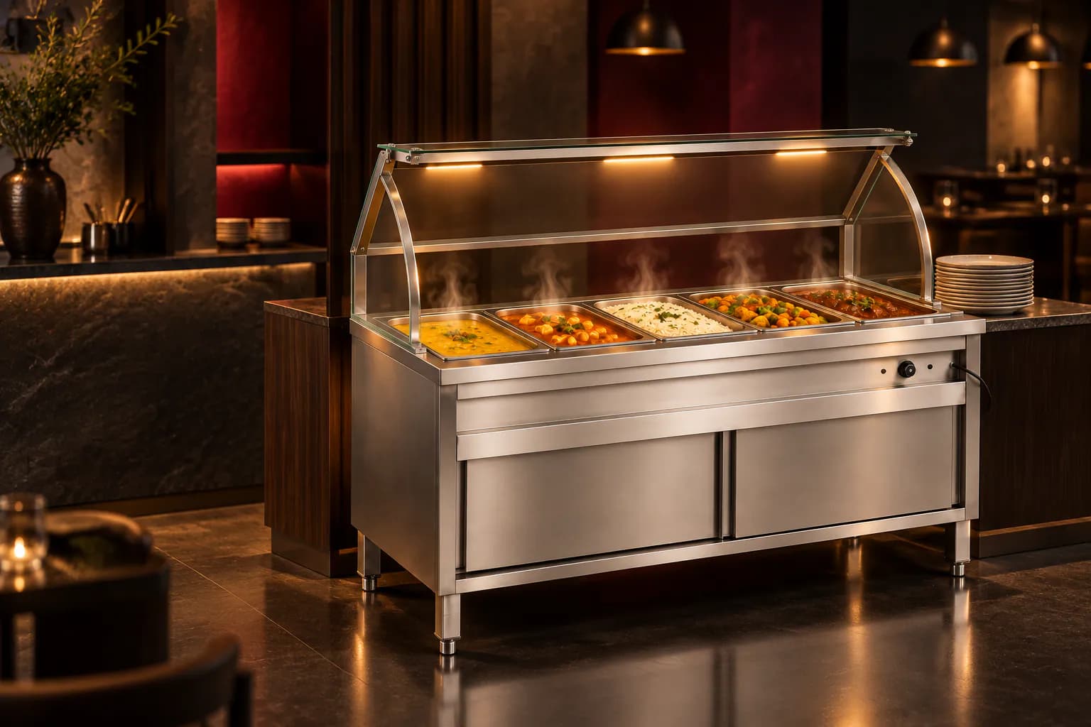 Hot Bain Marie in use — illustrative render