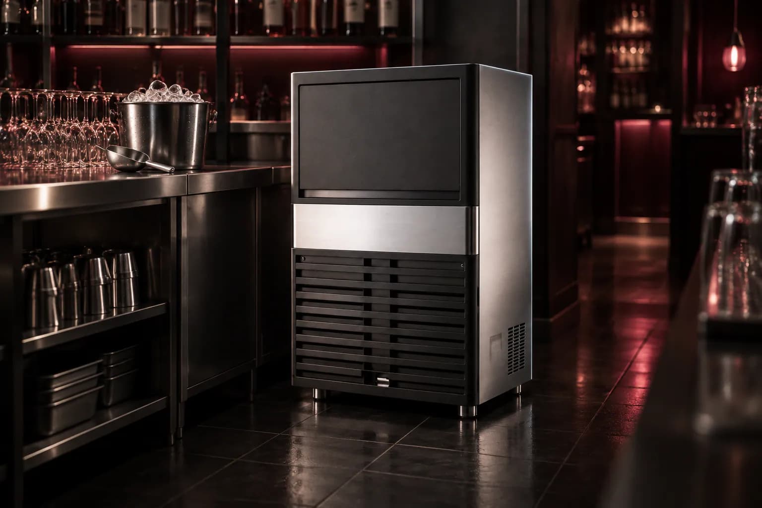 Celfrost Ice Maker Machine in use — illustrative render