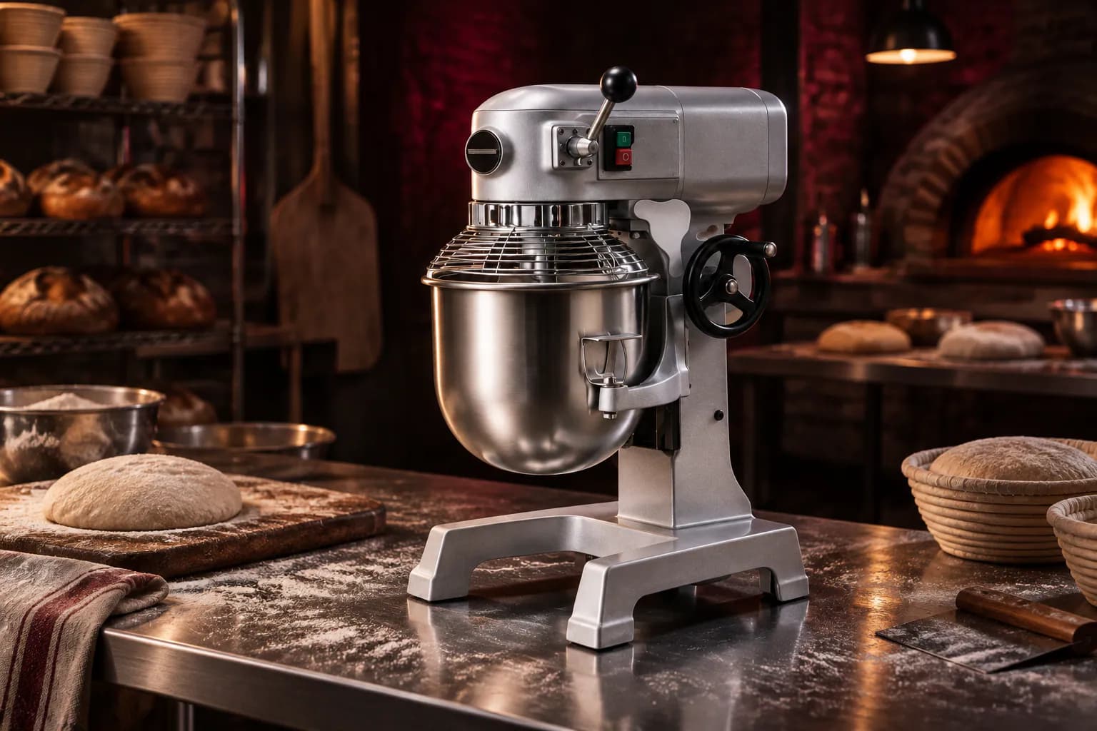 Planetary Mixer Machine in use — illustrative render