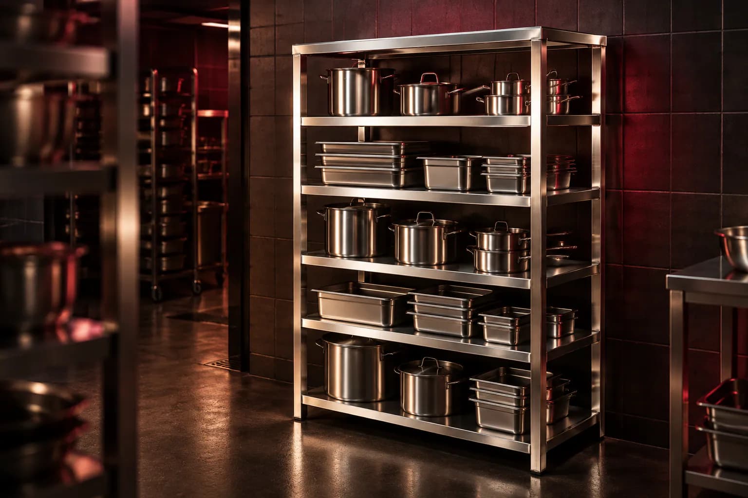 SS Storage Rack in use — illustrative render