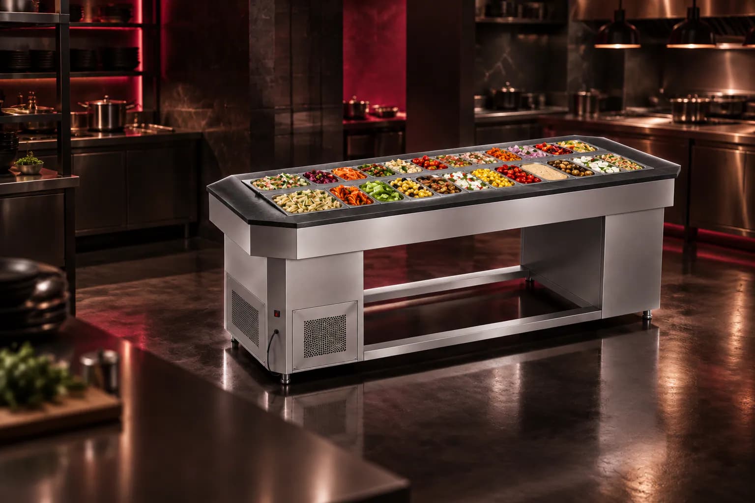 Saladette Counter Refrigerator in use — illustrative render