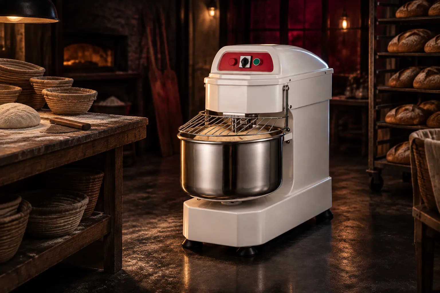 Spiral Mixer Machine in use — illustrative render
