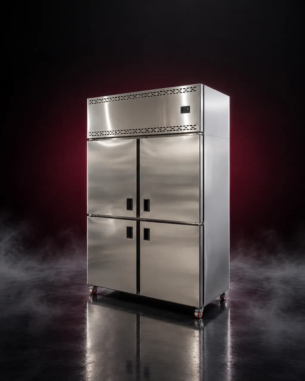 SS Four Door Vertical Refrigerator — illustrative render
