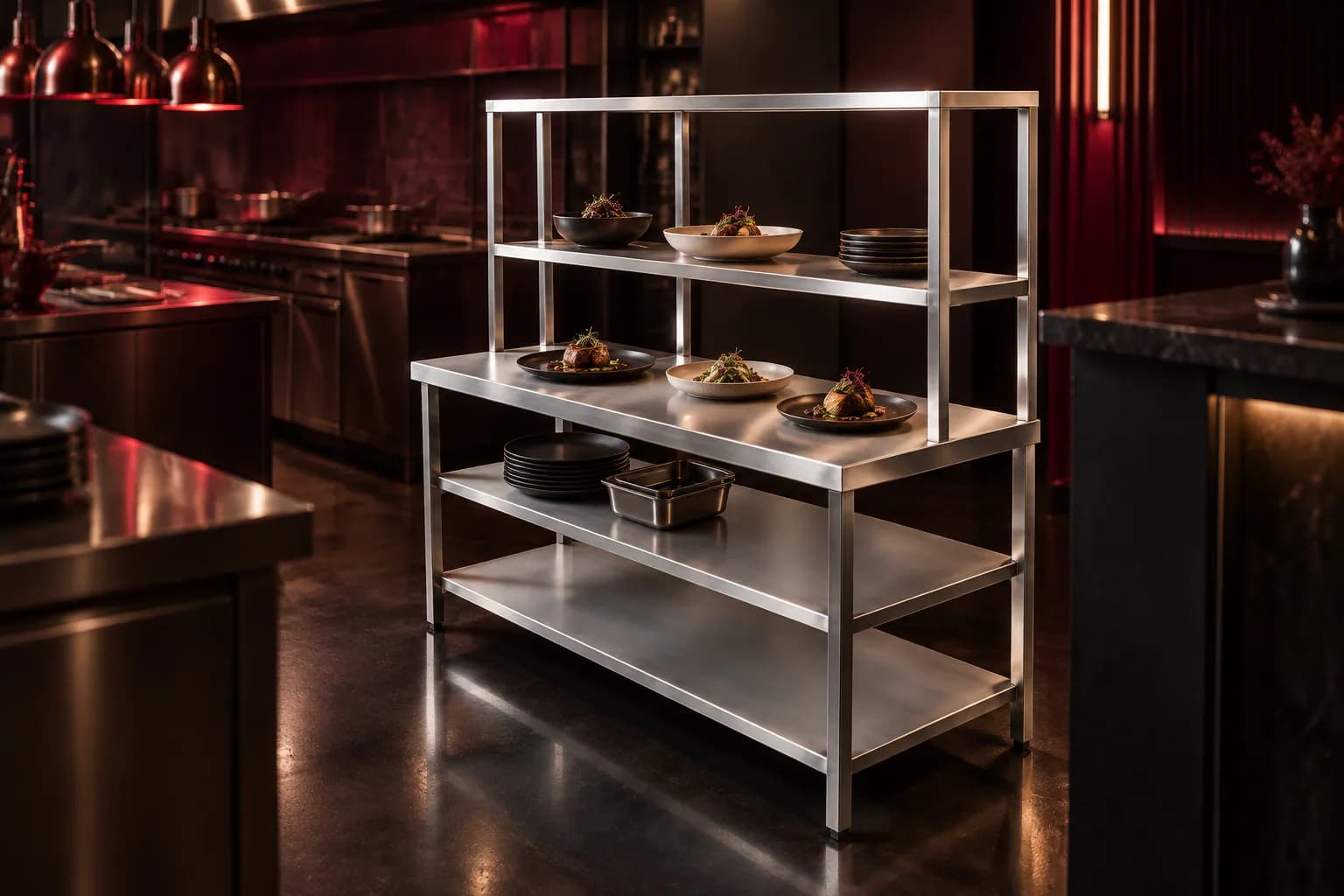 SS Pick up Counter in use — illustrative render