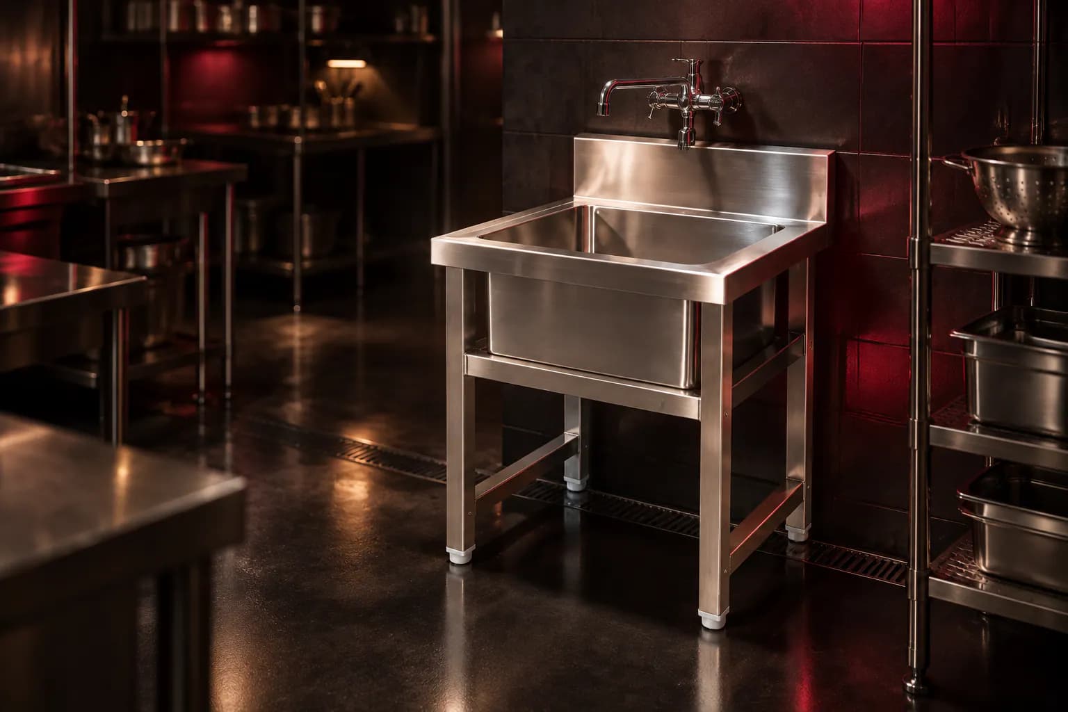 SS Sink Unit in use — illustrative render