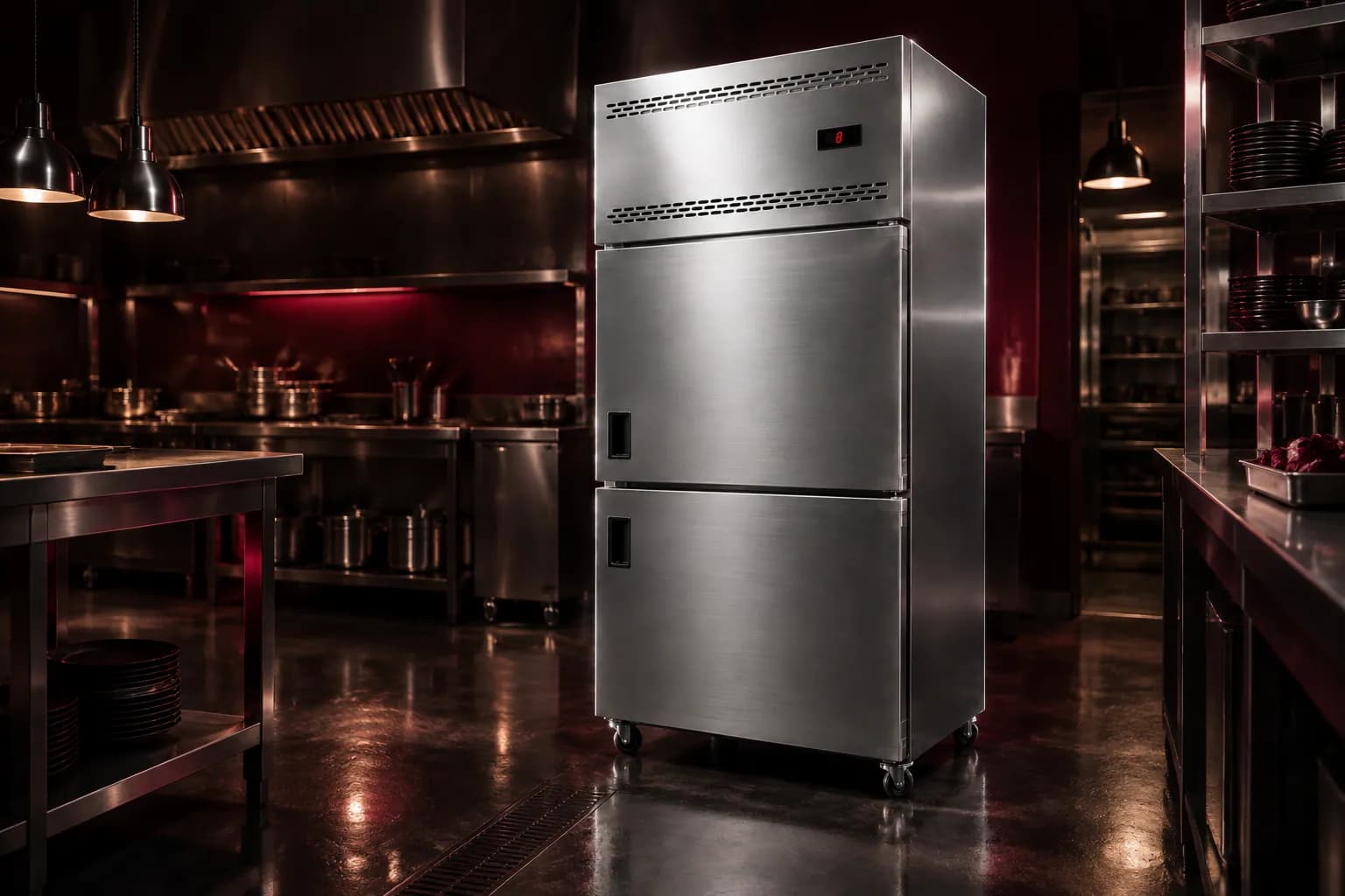 Two Door Vertical Refrigerator in use — illustrative render