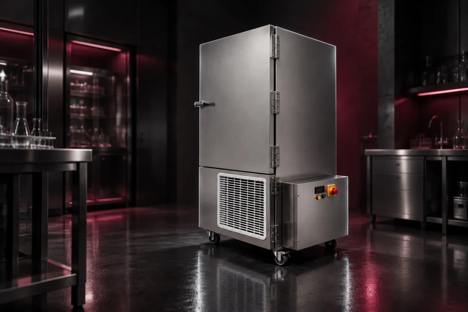 Ultra Low Temperature Deep Freezer in use — illustrative render